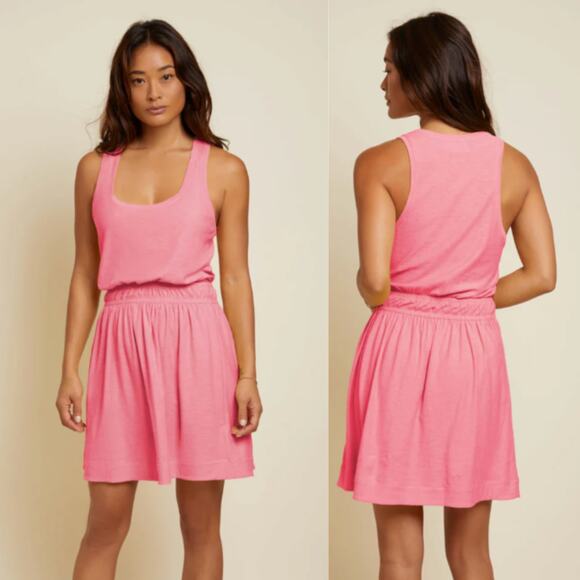 Nation LTD | Pima Cotton Tank Dress in Flamingo Pink S - Picture 1 of 11